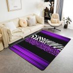 Çocuk Leopar Parça Halı 150 x 200 cm - Ombre Mor ve Siyah Dekoratif Halı Çita Baskılı Oturma Odası Vurgulu Halı Yumuşak Peluş Hayvan Temalı Zemin Paspası Çocuk Odası Dekoru için