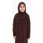 Çocuk Namaz Elbisesi- Kaşkorse Pratik Başörtülü - Acı Kahve - 9 - 11 Yaş