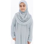 Çocuk Namaz Elbisesi- Kaşkorse Pratik Başörtülü - Deniz mavisi - 9 - 11 Yaş