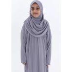 Çocuk Namaz Elbisesi- Kaşkorse Pratik Başörtülü - Gri - 9 - 11 Yaş