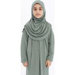 Çocuk Namaz Elbisesi- Kaşkorse Pratik Başörtülü - Su Yeşili - 9 - 11 Yaş