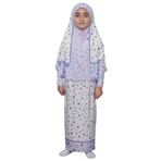 Çocuk Namaz Takımı Pratik İki Parça Desenli Kollu Tak Çıkar Başörtülü Likralı Tesettür Elbise (6-12 Yaş) 901-0301, Mor, 12