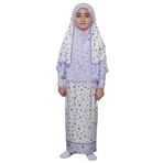 Çocuk Namaz Takımı Pratik İki Parça Desenli Kollu Tak Çıkar Başörtülü Likralı Tesettür Elbise (6-12 Yaş) 901-0301, Mor, 6