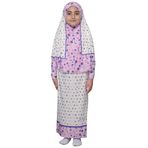 Çocuk Namaz Takımı Pratik İki Parça Desenli Kollu Tak Çıkar Başörtülü Likralı Tesettür Elbise (6-12 Yaş) 901-0401 (Pembe, Yıl;10)
