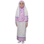 Çocuk Namaz Takımı Pratik İki Parça Desenli Kollu Tak Çıkar Başörtülü Likralı Tesettür Elbise (6-12 Yaş) 901-0401 (Pembe, Yıl;8)