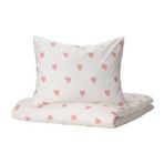 Çocuk Nevresim Takımı Tek Kişilik Kalpli IKEA 150x200/50x60 cm MeridyenDukkan Kız Çocuk (Beyaz-Pembe)