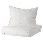 Çocuk Nevresim Takımı Tek Kişilik MeridyenDukkan 150x200/50x60 cm Beyaz-Puantiye Desenli Beyaz Nevresim Çarşafsız