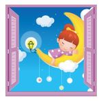 Çocuk Odası Bebek Odası Pencere Poster Duvar Kağıdı Ayda Uyku