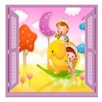 Çocuk Odası Bebek Odası Pencere Poster Duvar Kağıdı Safari