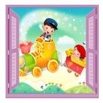Çocuk Odası Bebek Odası Pencere Poster Duvar Kağıdı Tren