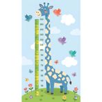 Çocuk Odası Boy Ölçer, Zürafa Temalı, Renkli Kuşlar ve Kelebekler ile Dekoratif Duvar Cetveli, 10-160 cm