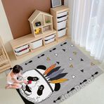 Çocuk Odası Halısı Çocuk Halısı Kız Çocuk Halısı Ayı, Panda, Gri, Siyah, Beyaz (180 x 280 cm)
