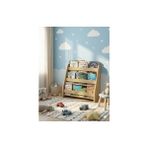 Çocuk Odası Modern Kitaplığı MDF Malzemeden Kahverengi 60x27x60 cm 3 Raflı Tasarım