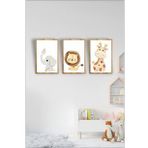 Çocuk Odası Safari Dekoratif Retro Mdf Tablo Çerçeve Görünümlü