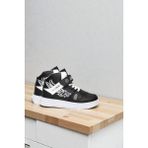Çocuk Ortopedik Basketbol Cırtlı Esnek Hafif Nefes Alabilen Unisex Çocuk Sneaker Spor Ayakkabı - Siyah-Beyaz-Siyah