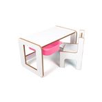 Çocuk Oyun, Aktivite ve Etkinlik Masası, Beyaz-Pembe, 18mm 1.Sınıf MDF