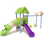 Çocuk Oyun Parkı 2 Kaydıraklı - 2'li Salıncaklı Ev Temalı Model - Sarı - Mavi