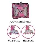 Çocuk Paten -Işıklı Çift Sıra Ayarlanabilir Alıştırma Pateni - M(34-37) Pembe