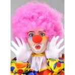 Çocuk Pembe Renk Kıvırcık Afro Bonus Peruk Takma Saç ve Kırmızı Burun Seti