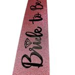 Çocuk Pembe Üzeri Siyah İtalik Alyanslı Bride To Be Yazılı Simli Işıltılı Kuşak Kemer 10x80 cm