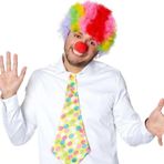 Çocuk Rengarenk Kıvırcık Afro Bonus Peruk 110 Gr ve Kırmızı Burun Seti