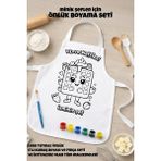 Çocuk Şef Önlüğü Boyama Seti – Kişiye Özel Isimli, Waffle Desenli, Kumaş Boyası ve Fırça Dahil - Beyaz