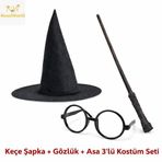 Çocuk Seti (Siyah Keçe Şapka, Asa, Gözlük)