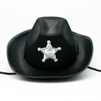 Çocuk Siyah Renk Kovboy Şapkası Sheriff Şapkası