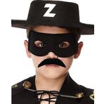 Çocuk Siyah Renk Zorro Şapkası Zorro Maskesi ve Zorro Bıyık Çocuk Boy