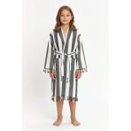 Çocuk Striped Peştamal Bornoz %100 Pamuk Unisex