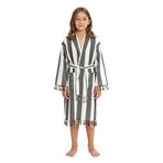 Çocuk Striped Peştamal Bornoz%100 Pamuk Unisex Siyah 13-14