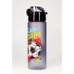 Çocuk Su Matarası Tritan Pipetli Su Şişesi Futbol Okul Suluğu Pipetli Bpa'sız 550 ml Gri T0101 - 1 Adet