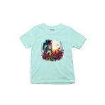Çocuk Tişört Astronaut And Flowers Mint Yeşili 9-10 Yaş