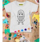Çocuk Tişört Boyama Seti – Çocuk Full Set Fırçalı, Kreatif Elbise Tasarım Oyunu, 3+ Yaş - Beyaz