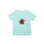 Çocuk Tişört Cat And Flowers Mint Yeşili 7-8 Yaş