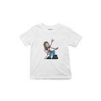 Çocuk Tişört Heavy Metal Rock Guitarist Cartoon Beyaz 7-8 Yaş