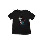 Çocuk Tişört Heavy Metal Rock Guitarist Cartoon Siyah 7-8 Yaş