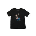 Çocuk Tişört Heavy Metal Rock Guitarist Cartoon Siyah 9-10 Yaş
