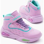 Çocuk Unisex Lila Faylon Taban Lastik Bağcıklı ve Cırtlı Spor Basketbol Ayakkabısı