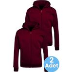 Çocuk Unisex Pamuklu Kapüşonlu Fermuarlı Sweatshirt 2'Li Set