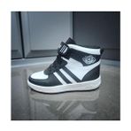 Çocuk Unisex Yüksek Bilekli Spor Ayakkabı Siyah Suni Deri Cırt Cırtlı Bağcıklı Sneaker