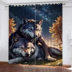 Çocuk Yatak Odası için Karartma Perdeleri Kurt Hayvan Temalı Isı Yalıtımlı 2 Panel 60 x 140 cm Soğuk ve Isı Önleyici Kısa Kuşgözü Opak Pencere Perdesi Oturma Odası Yatak Odası Dekoru A1
