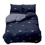 Çocuk Yorgan Kılıfı Seti Balık Baskılı Deniz Hayvan Yatak Seti Erkekler İçin Tek Kişilik Okyanus Deniz Yaşamı Dekoratif Mikrofiber Konfor Kılıfı 1 Yastık Şemsiye, Fermuar, Mavi 2 adet, Hafif