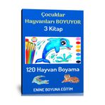 Çocuklar Hayvanları Boyuyor Boyama Kitap Seti 3 Kitap Enine Boyuna Eğitim