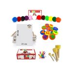 Çocuklar İçin 12 Renk Parmak Boyası Baskı Seti + 25x35 Cm Tuval Yıkanabilir 29 Parça Set