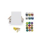 çocuklar için 25X35 tuval + parmak boyası seti ( pon pon fırça lı , baskı kalıplı )