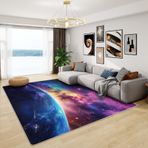 Çocuklar için Galaxy Kilimleri - Yumuşak Kaymaz Dış Mekan Halısı, Yıkanabilir 140 x 200 cm Halı, Erkek Çocuk Yatak Odası ve Oturma Odası Dekoru için, Desenli Evren Tasarımı