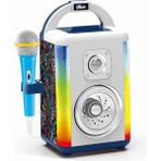 Çocuklar Için Hoparlörlü Bluetooth Özellikli LED Işıklı Karaoke Mikrofonlu Taşınabilir Müzik Kutusu Çok Renkli - Beyaz