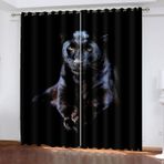 Çocuklar için Karartma Perdeleri 3D Baskılı Siyah Leopar Desenli Isı Yalıtımlı Pencere Panelleri Çocuk Odası Dekoru Bakımı Kolay 140 x 160 cm 2'li Set