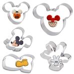 Çocuklar için kurabiye kalıbı, sandviç karikatürü Mickey Mouse kurabiye kalıbı, şekilli kurabiye kalıbı, kendin yap pasta el işi fırın malzemeleri, dekorasyon paslanmaz çelik kesici seti, 5 parça